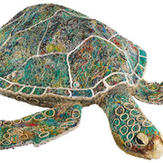 Tortue Merad d’Underdown Cay (Merad Turtle from Underdown Cay) par collectif du Centre d’Art d’Erub 
Australie, Queensland, détroit de Torrès, île Erub, Meriam Mer. 2015, Corde en polypropylène sur armature métallique, Acquis du Centre d’Art d’Erub en 2017 par l’intermédiaire de Stéphane Jacob (Arts 
d’Australie). Photo: © MEG, J. Watts