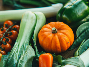 Fresh vegetables on a wooden table — healthy and Paleo-inspired
