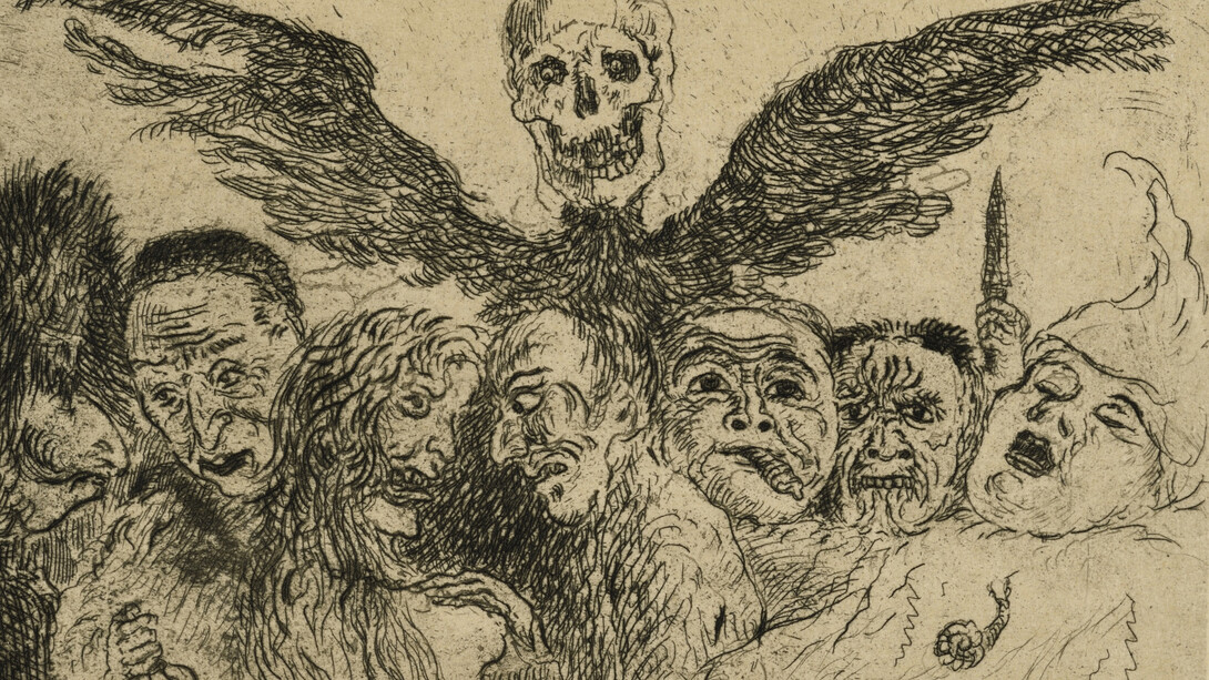 James Ensor, Les péchés capitaux dominés par la mort (detail), 1904. Courtesy of Sammlung Scharf-Gerstenberg