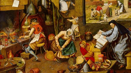 Pieter Brueghel il Giovane, L'Alchimista, 1600 circa, olio su tavola