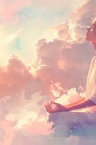 Meditation in digital art style, showcasing yoga poses and the spiritual essence of yoga