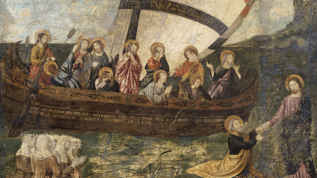 Antoniazzo Romano, La Navicella di Giotto (detalle), s. XV. Cortesía del Musée du Petit Palais