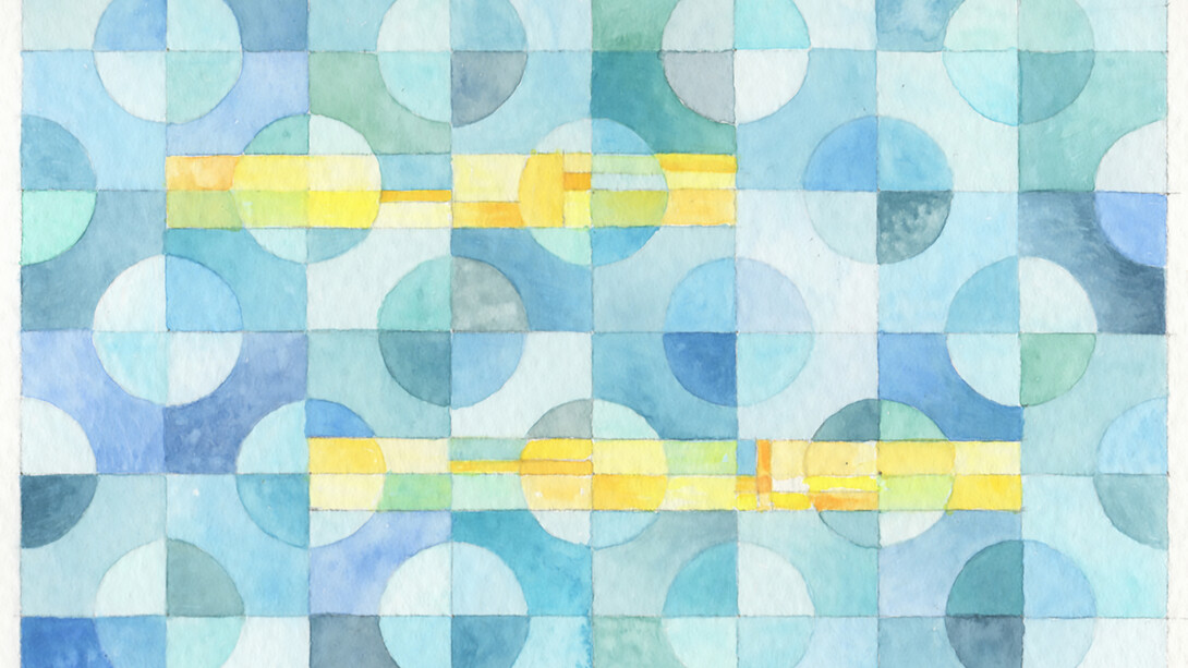 Study in yellow and blue, watercolour, 18 x 14 cm, Mark Weighton, 2021