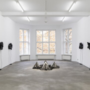 Gretchen Bender, Political entertainment, exhibition view. Courtesy of Sprüth Magers