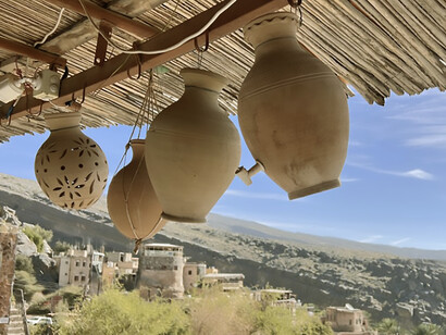 Misfat Al Abriyeen, a hidden gem in the Wilayah of Al Hamra, Oman, rests in an oasis at 900 meters (3,000 feet) in the heart of the Western Hajar Mountains