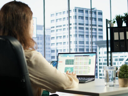 An investor exploring market dashboards to make the best outcome of her investments