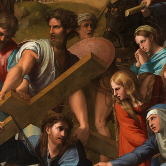 Rafael, Caída en el camino del Calvario (detalle), 1515 - 1516. Cortesía del Museo Nacional del Prado