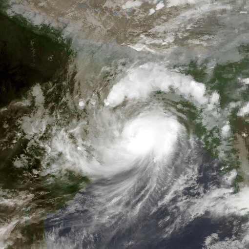 In meteorology, a cyclone is a large air mass that spirals around a central area of low atmospheric pressure—rotating counterclockwise in the Northern Hemisphere and clockwise in the Southern Hemisphere when viewed from above