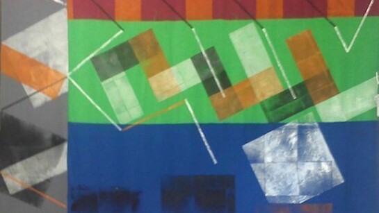 Alexander Wolff, Senza titolo, 2013, pittura murale e acrilico su mollettone, 380 x 300 cm, dettaglio, Courtesy of Federico Bianchi Gallery