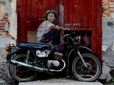 Penang Malaysia street art in Lebuh Ah Quee, Malaysia