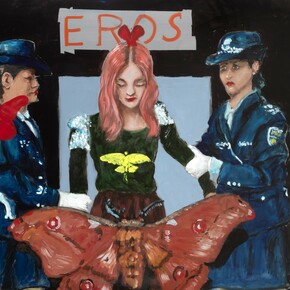 Dead woman walking (the people's republic vs republican people) (detail)
,
2023,
Huile sur toile,
170
x 190 cm. ©
Courtesy Templon, Paris
–
Brussels
–
New York / Laurent Edeline