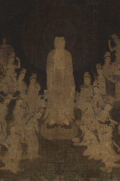 Welcoming descent of Amida with twenty-five bodhisattvas, Japan, Nanbokuchō period, mid-1300s. Courtesy of Cleveland Museum of Art