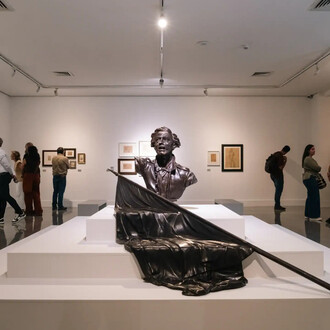 La creación del gesto, vista de exhibición. Cortesía del Museo de Antioquia