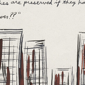 Raymond Pettibon, No title (The churches are...) (détail), 1988. 
Avec l'aimable autorisation de l'artiste et de David Zwirner © Raymond Pettibon