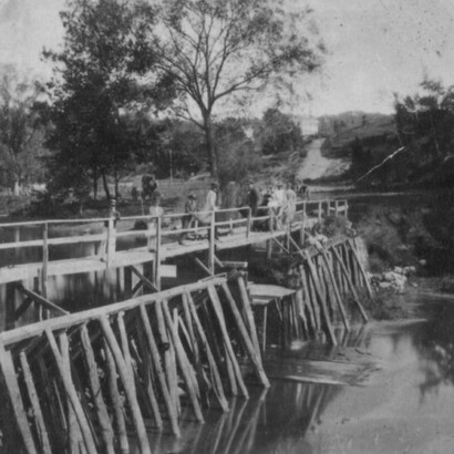 Rustic Bridge, Sleepy Hollow, from Robert N. Dennis collection of stereoscopic views