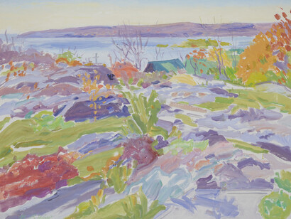 Nell Blaine, Ledge and sea, early morning (detail), 1977. Courtesy of Tibor de Nagy Gallery 