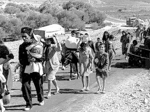 Palestinian refugees from the British Mandate of Palestine, October-November 1948: "Fleeing their homes in Galilee during the conflict"