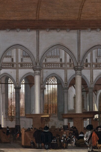 "Interior de la Oude Kerk (Nave sur)", óleo sobre lienzo, Emanuel de Witte, 1659