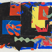 Beatrice Mandelman (1912-1998), Untitled, c.1960s, acrylic and collage on paper, 24.9x38 inches. Courtesy of Rosenberg & Co., NYC