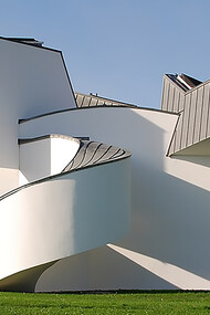Weil am Rhein: Vitra Design Museum from east side, Germany, work of deconstructivism