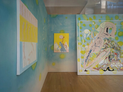 Florian Meisenberg, Reading the Bible at the beach, exhibition view. Courtesy of Anton Kern Gallery