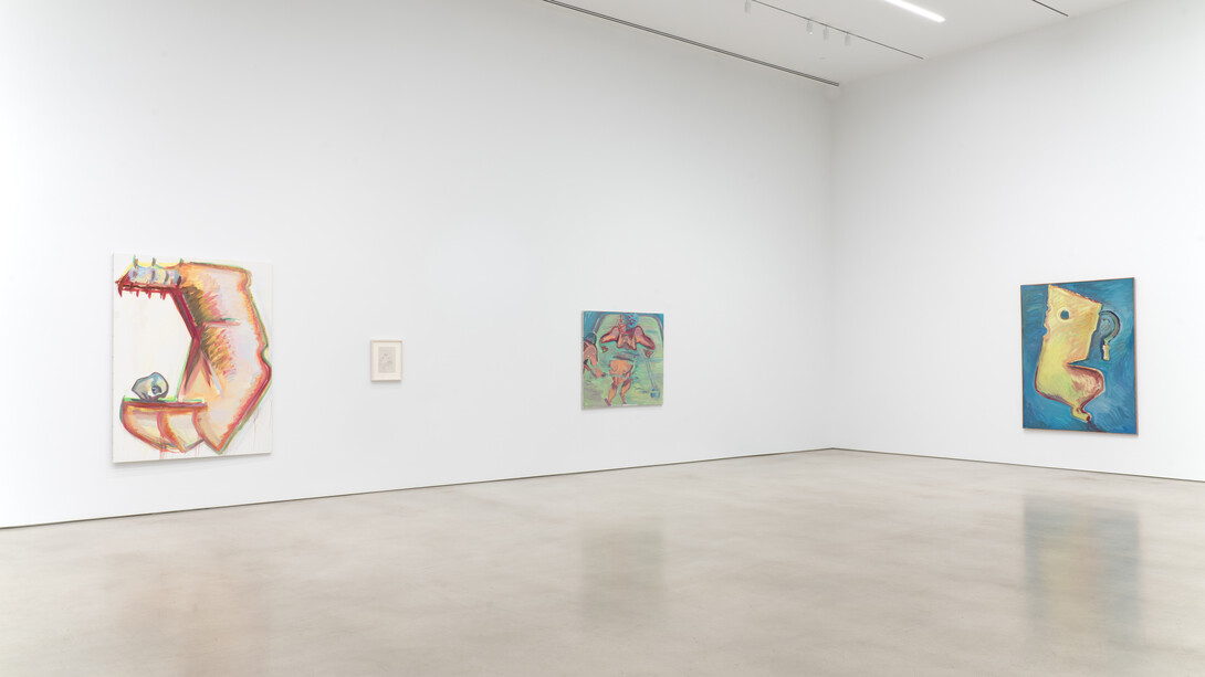 Maria Lassnig, exhibition view. Courtesy of Petzel Gallery
