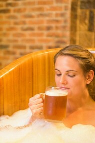 Soaking in a bath and having a pint of cold beer is one of the many wonders of Prague, Czech Republic