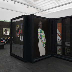 Amoako Boafo, I bring home with me, exhibition view. Courtesy of Roberts Projects 