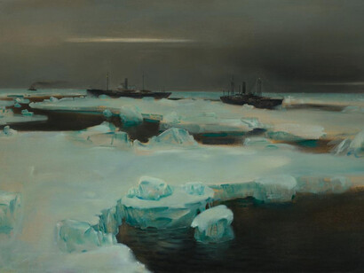 A.A. Rybnikov, First Lenskaya on the ice (detail), 1934. State Tretyakov Gallery 