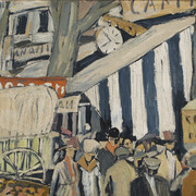 Joaquín Torres-García (Uruguayan. 1874–1949). Entoldado (La Feria) (Canopy [The fair]). 1917. Oil on canvas, 20 1/16 x 28 9/16″ (51 x 72.5 cm). Private collection. © Sucesión Joaquín Torres-García, Montevideo 2015 (detail)