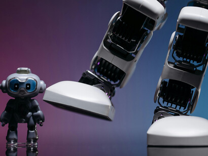 Close-up shot of robot toys representing artificial intelligence, AI technology, and advanced AI systems