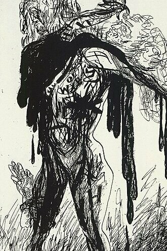 José Clemente Orozco, "La verdad torcida deformada", ilustración, 1945