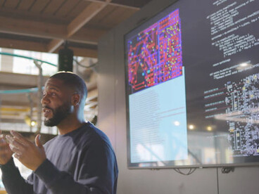 AI-generated male avatar demonstrating deepfake technology and facial recognition concepts