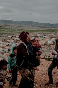 A displaced family impacted by war