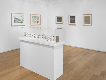 Etel Adnan, Au coeur du silence, exhibition view. Courtesy of Galerie Lelong