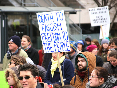 Immigration Rally: Death to Fascism, Freedom for the People, USA