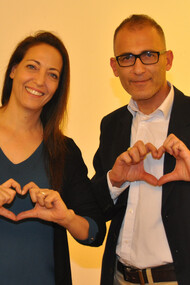 Pierre Lavi with Mrs. Lihi Lapid, an Israeli author and journalist. Photo by: Ephraim Tsfoni
