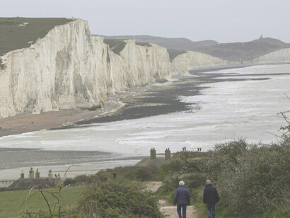 The Seven Sisters are a breathtaking series of chalk sea cliffs along the English Channel, forming part of the South Downs in East Sussex, southeast England