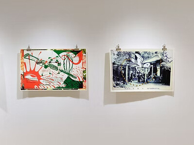 Mark Mothersbaugh, Postcard superheroes and other contemplations , exhibition view. Courtesy of Ki Smith Gallery