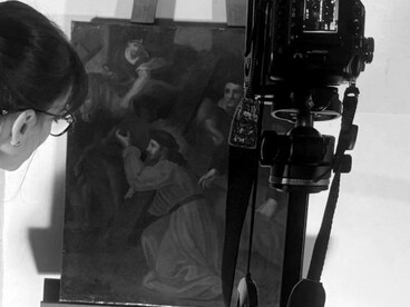 Indagini di diagnostica fotografica: allestimento del set per le riprese, ph. Istituto Restauro Roma