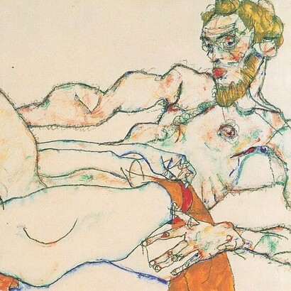 Egon Schiele, "Amantes", 1913