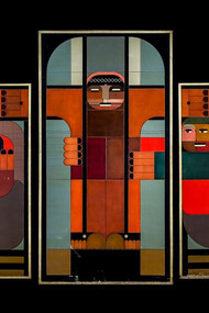 La crucifixión, óleo de 1978 de Alvaro Bracci y portada del libro «Crucificatur», 2020