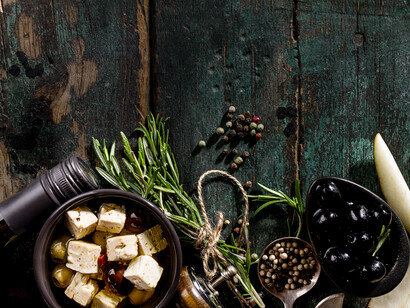 Tantalizing collection of Mediterranean food set on a table