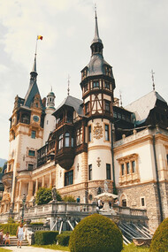 The majestic beauty of Peles Castle, a stunning architectural gem nestled in the heart of Romania's Carpathian Mountains