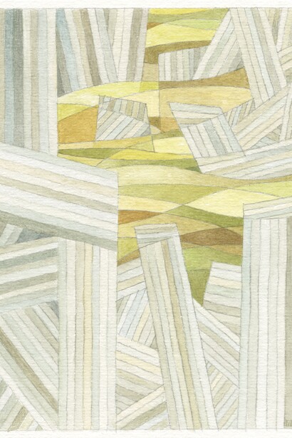 Flood damage, watercolour, 16 x 12 cm, Mark Weighton 2024
