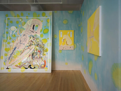 Florian Meisenberg, Reading the Bible at the beach, exhibition view. Courtesy of Anton Kern Gallery