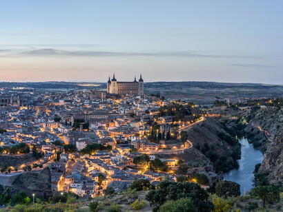 Vista al atarceder de Toledo, Castilla-La Mancha, España