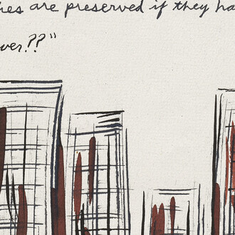 Raymond Pettibon, No title (The churches are...) (détail), 1988. 
Avec l'aimable autorisation de l'artiste et de David Zwirner © Raymond Pettibon