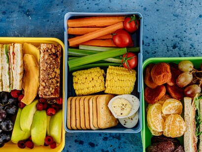 Photo of healthy lunchboxes with colorful, nut-free school meal ideas for kids