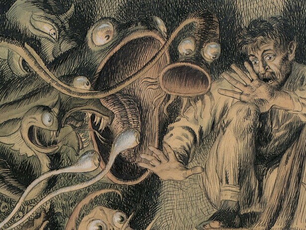 Hinko Smrekar, "Delirios", grafito, tinta y acuarela sobre papel, 1913